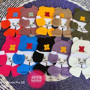 SET TOPI+Sartaki bayi model kuping bahan fleece tebal