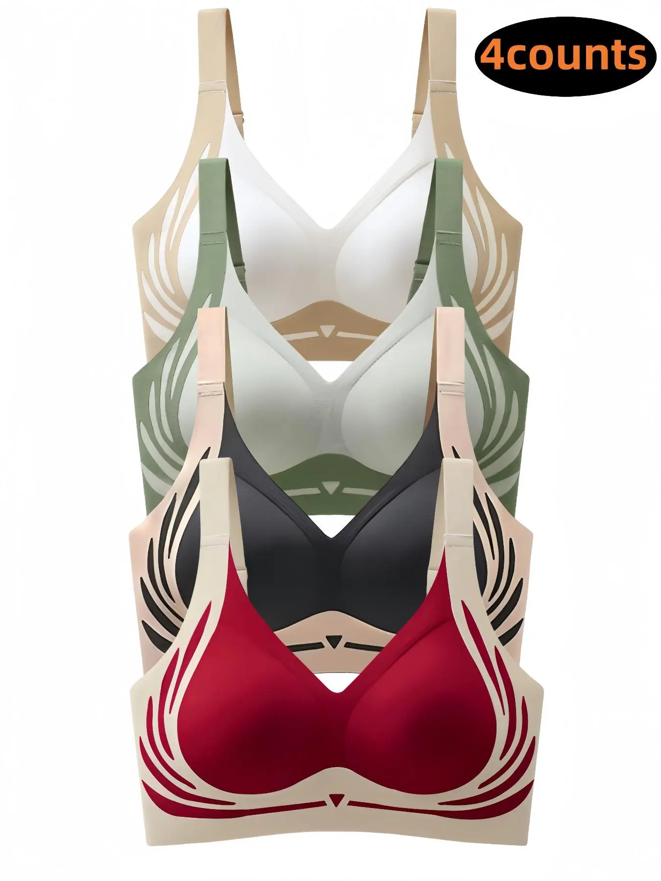 Women's Colorblock Adjustable Strap Wireless Bra, Casual Comfortable Breathable Push Up Bra, Ladies Lingerie for All Seasons