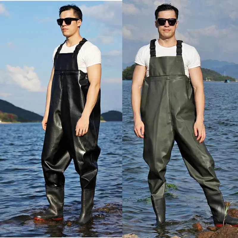 Quần Dài Đi Nước, Dày Và Chống Mài Mòn, Quần Mưa Nửa Cơ Thể Câu Cá, Dành Cho Nam Và Nữ, Quần Áo Chống Thấm Nước Một Mảnh, Quần Yếm Da, Thích Hợp Cho Ngư Dân, Giày Đi Nước