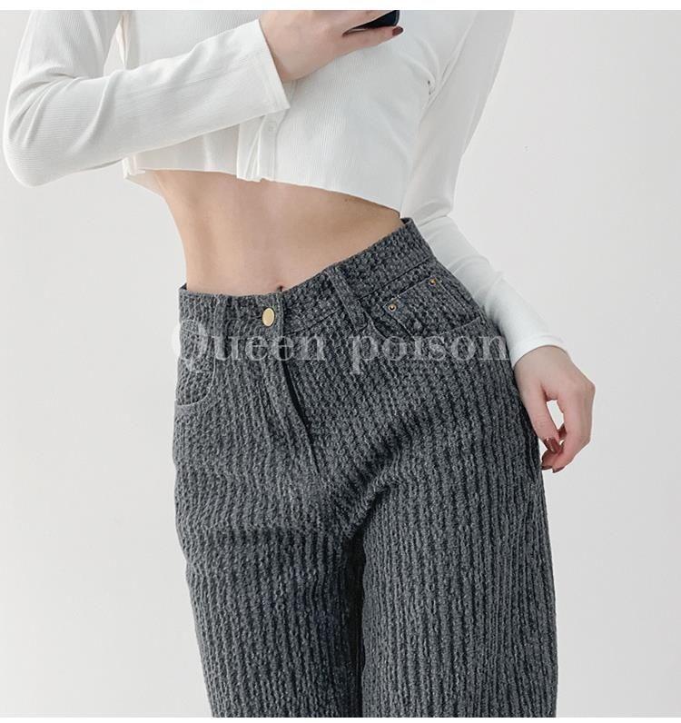 Product Introduction of Quần Dài Jean Cảm Giác Không Khí, Dệt Cổ Điển, Dành Cho Phụ Nữ, Dáng Rộng, Kiểu thụng Thẳng, Quần quét đất Nhà, Bó Sát, Cạp Cao, Phong Cách Thường Ngày Quần Ống Rộng, Ý Tưởng Quà Tặng Tuyệt Vời Women 26
