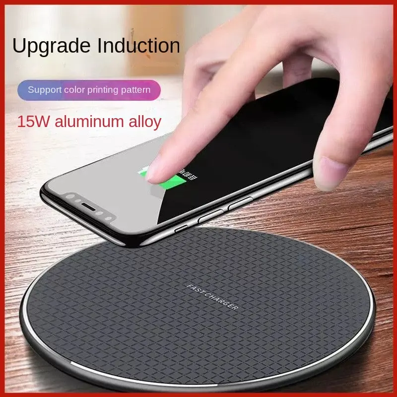 Popular fashion style 15W wireless charger for Apple / Samsung / Android / any phone with wireless function, 10W desktop K8 aluminum alloy wireless charger