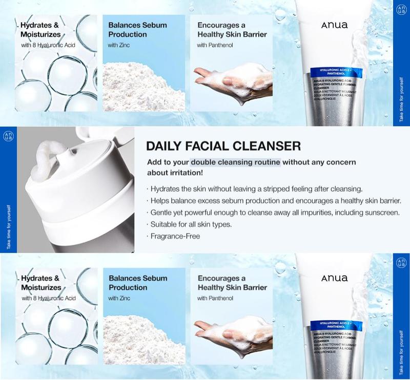 Product Introduction of Anua 8 Hyaluronic Acid Hydrating Gentle Facial Foaming Cleanser 150ml Face Wash Skincare 15