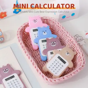 Kalkulator Mini Motif Beruang 8 Digit Portable Lucu Travel Tombol Karet Untuk Sekolah Warna Unik