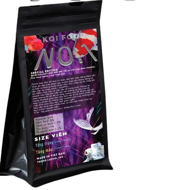 NO1 Cám No1 Mix là dạng cám tổng hợp size hạt 2-3mm cho hồ kính nuôi cá vàng chép sư tử phi tần cám cá koi gói đóng trong túi zip 1000gr