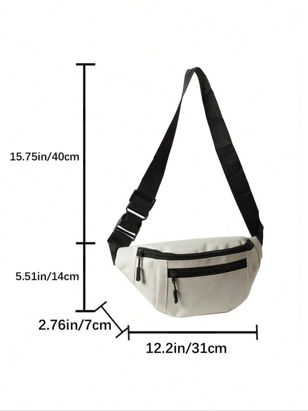 Men's Casual Solid Minimalist Release Buckle Detail Zipper Sling Bag, Simple Casual Multi-functional Fabric Chest Bag for Men, Durable Male Bum Bag for Daily Use, Travel Essentials 7