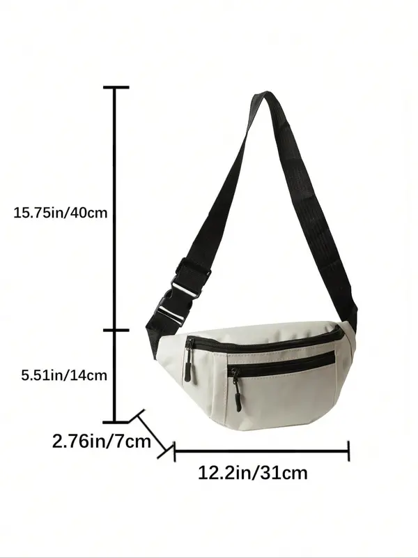 Men's Casual Solid Minimalist Release Buckle Detail Zipper Sling Bag, Simple Casual Multi-functional Fabric Chest Bag for Men, Durable Male Bum Bag for Daily Use, Travel Essentials 7