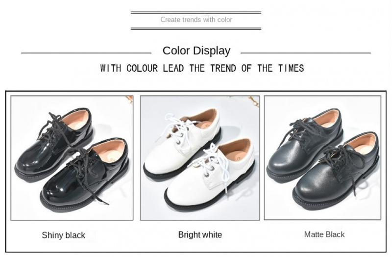 Product Introduction of White Boys' Leather Shoes Preppy Style Campus Chorus Performance Shoes Middle and Large Children Students with Suit Dress Shoes 7