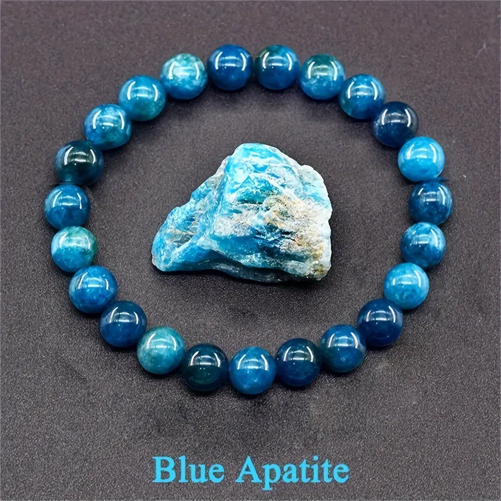 Natural Blue Beaded Bracelet, Bohemian Elegance Style, Unisex Style
