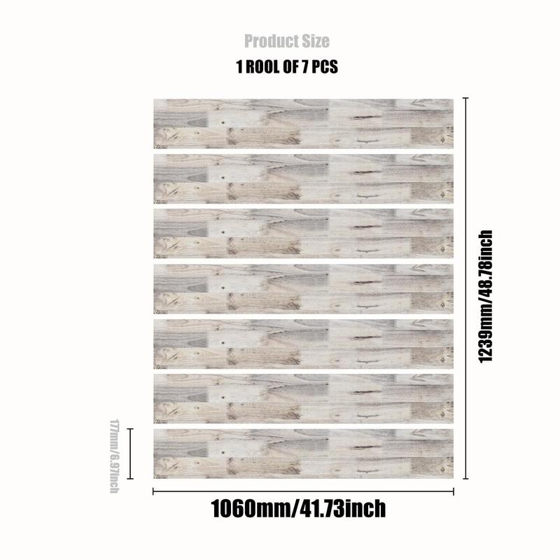 7pcs/set Simulation Wood Grain Pattern Stair Decor Sticker, Self-adhesive Waterproof Sticker for Floor & Wall, Home Decoration Sticker, Interior 1