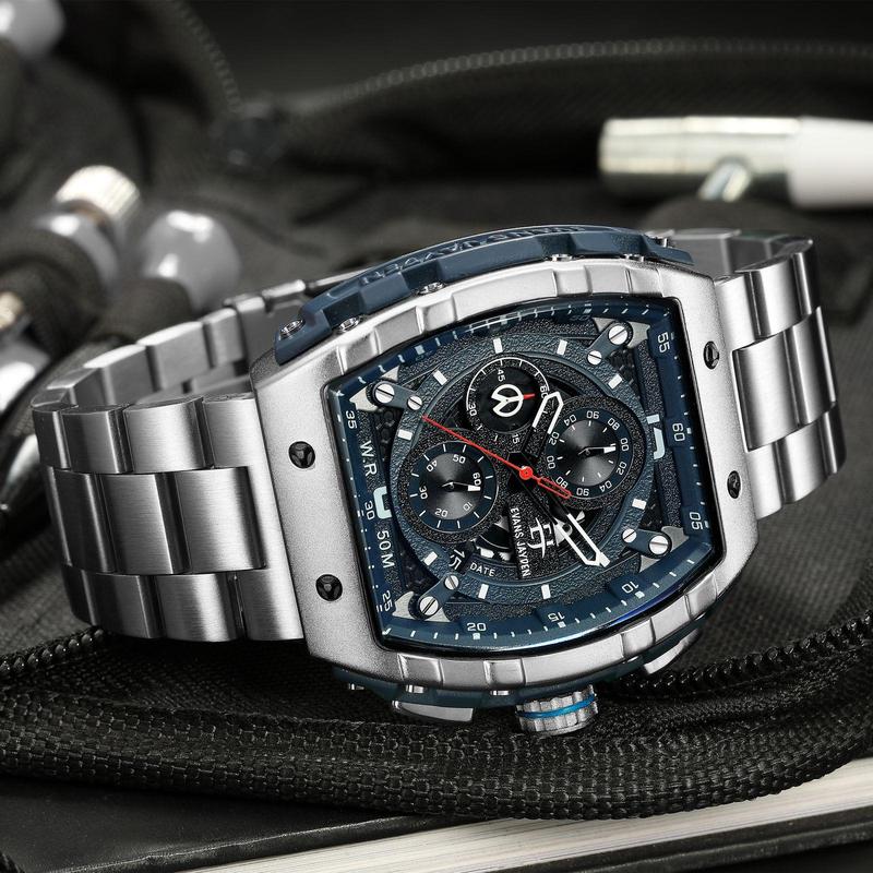 DISKON jam tangan  !! Evans Jayden Jam Tangan Pria 9554-1 Rantai Stainless Steel Kaca Sapphire Chronograph Water Resistant 5ATM Air Bahan Watches Waterproof 5