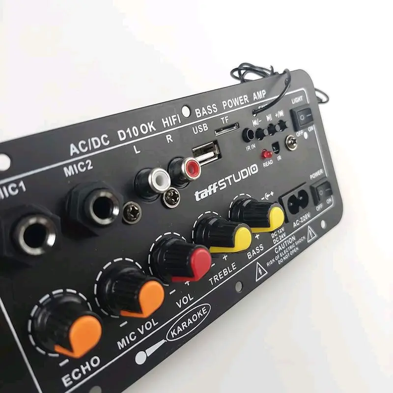 TaffSTUDIO Amplifier Board Audio Bluetooth USB FM Subwoofer DIY 400W - D10OK  Bagi Anda penggemar musik dan sering berpergian menggunakan kendaraan pribadi, audio amplifier Koneksi TF Card, USB Flashdisk, dan Bluetooth termasuk remot 6