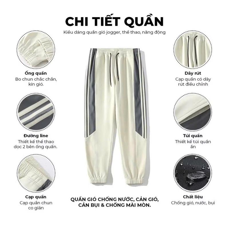 Product Introduction of Bộ Quần Áo Gió Thể Thao Nam Dài Tay Ba Sọc Thu Đông Chống Nước, Chống Bám Bẩn, Năng Động Trẻ Trung Sport Đồng Bi 19