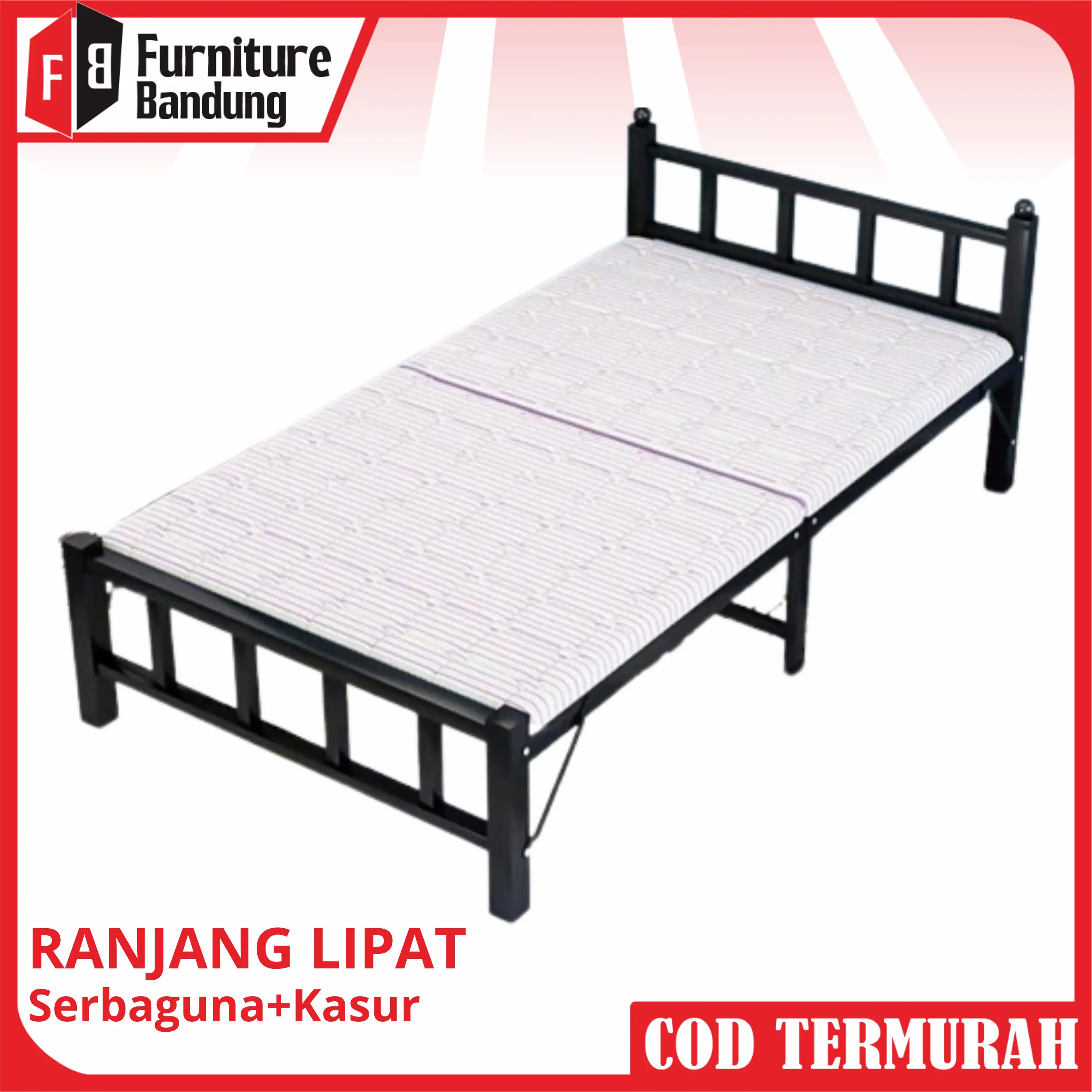 Tempat Tidur Lipat Dengan Kasur - Folding Bed Portable Serbaguna - Tempat Tidur Kosan Lipat Simpel ZDC-2