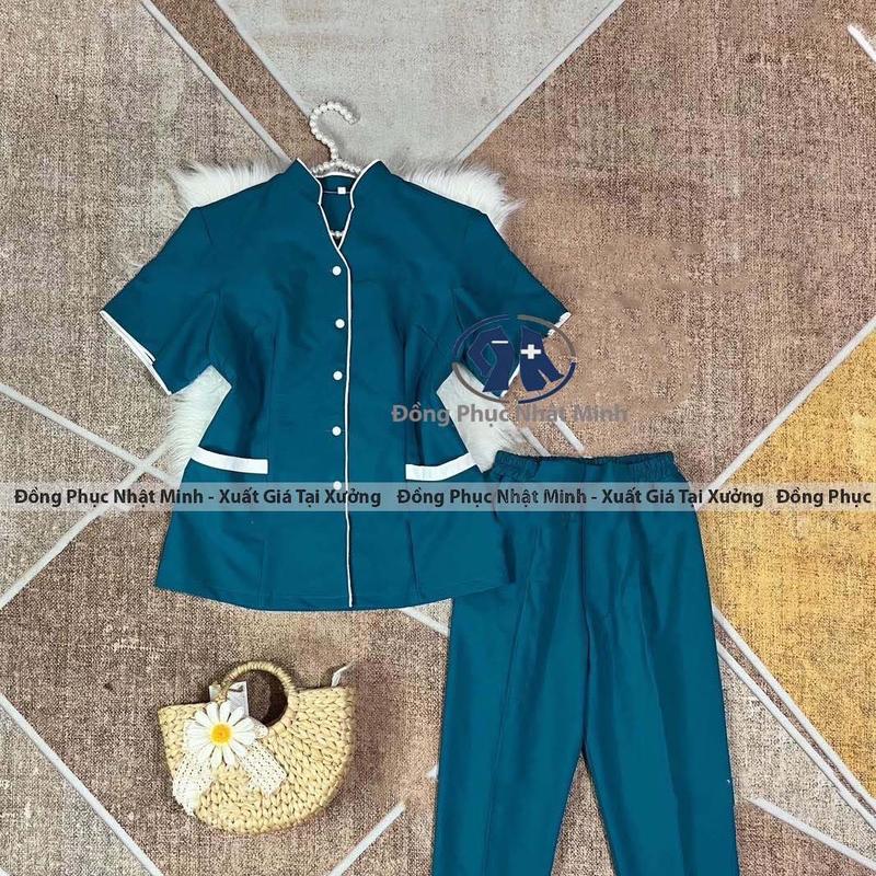 Đồng Phục Massage ,Đồng Phục Spa nail Vải Cotton Lạnh loại 1 . Hàng kỹ may chắc chắn cẩn thận cho  Nữ Top Women ( Áo+ quân) dongphuc
