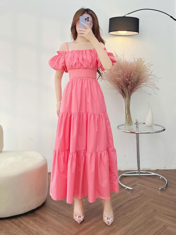 Đầm Nữ CCHAT Dáng Xoè Can Trên Nhúm Phồng Trễ Vai Choubi 14VNT2014XT 7