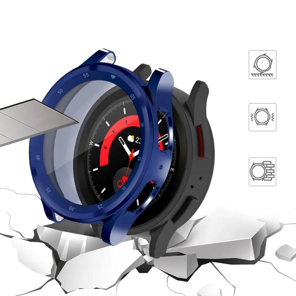 Accessories Full Coverage Bumper Case TPU Cover Screen Protector Time Scale For Samsung Galaxy Watch 5 Pro 45mm