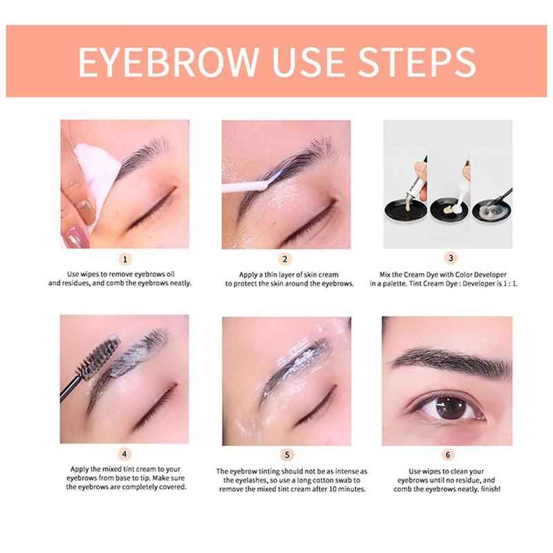 Easy Coloring Eyebrow Tinted Cream Kit, 1 Set Long-lasting Eyebrow Cream with Eyebrow Brush, Universal Eyebrow Tinting Kit, Eye Brow Dye Eyebrow Makeup Kit 7