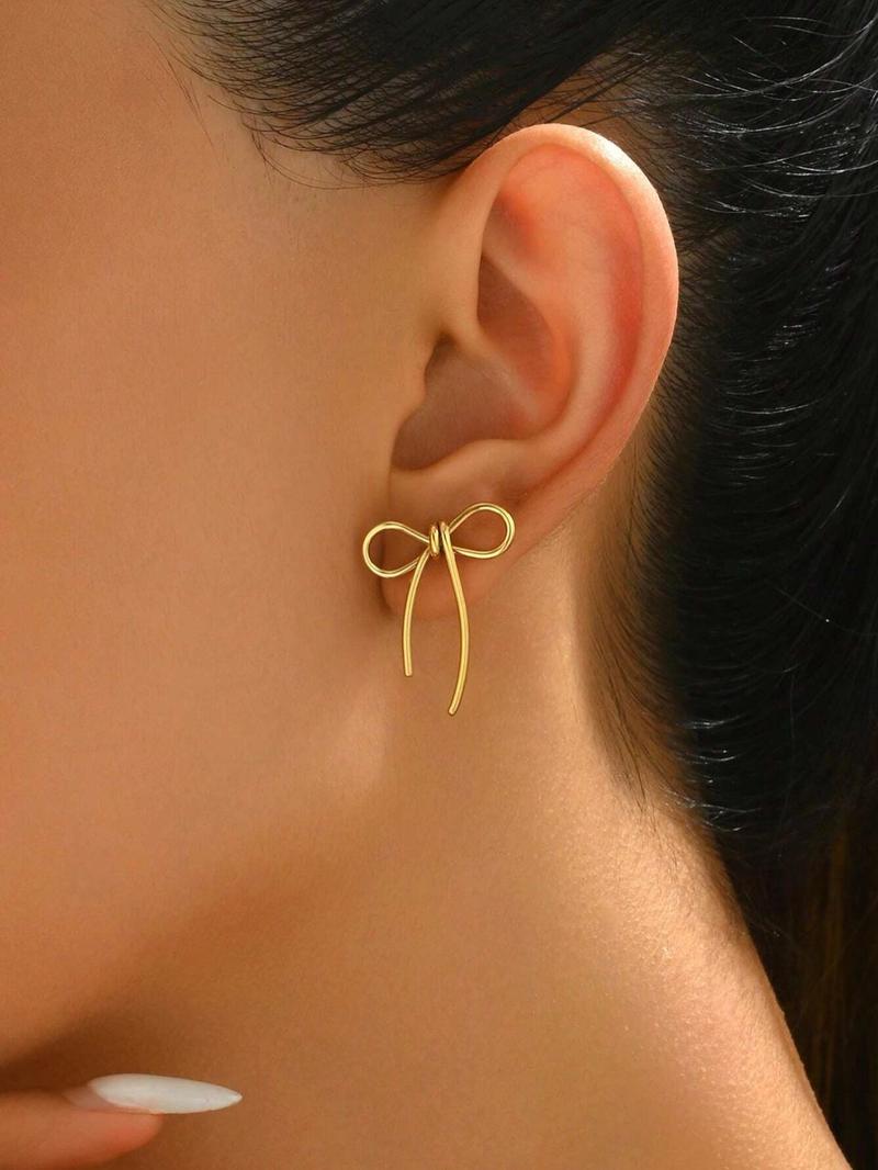 Product Introduction of Women's Elegant Bowknot Design Earrings, Cute Trendy Earrings, Fashionable Jewelry for Women for Daily & Party Decoration 2