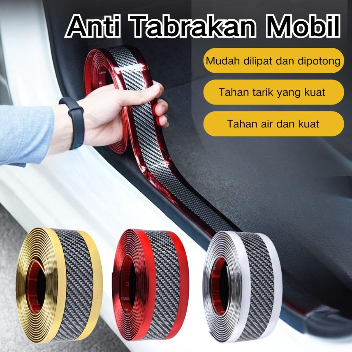 Stiker Pelindung Ambang Pintu Mobil 3 Meter, Serat Karbon Dekorasi Pintu & Bemper, Aksesori Mobil, Mencegah Tabrakan & Menambah Gaya Elegan