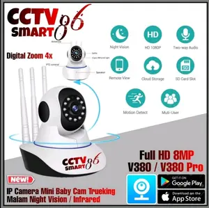 IP Cam CCTV WiFi V380 Night Vision HD 1080P/ baby Kamera 3 antena 8MP