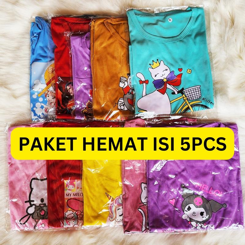 PAKET  KAOS ANAK ISI 5PC / PAKET HEMAT KAOS / SPANDEK PE Motif 0