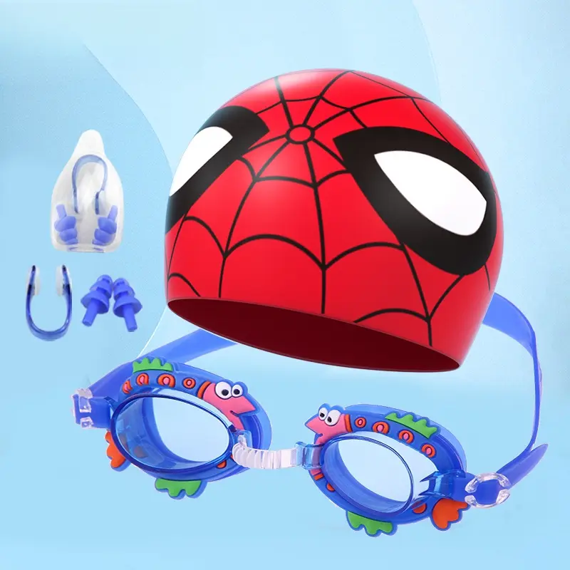 Spider man Cartoon Swimming Cap Children Silicone Kids Swimming Pool Hat Waterproof Protect Ears Boys and Girls Swim Caps