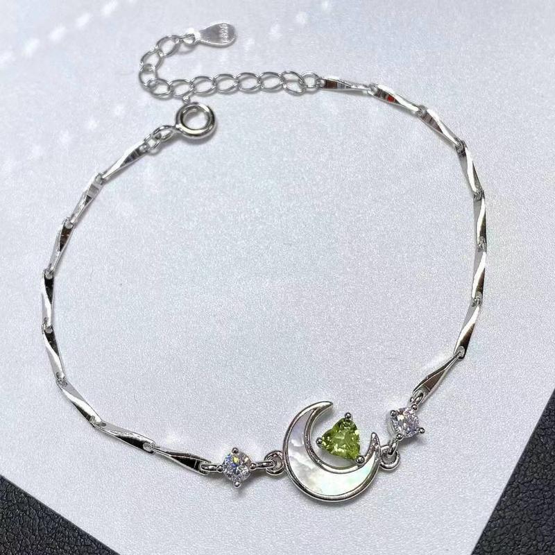 Product Introduction of Natural Amethyst Bracelet Inlaid S925 Silver Olivine Bracelet Topaz Bracelet for Women One Piece Dropshipping 3