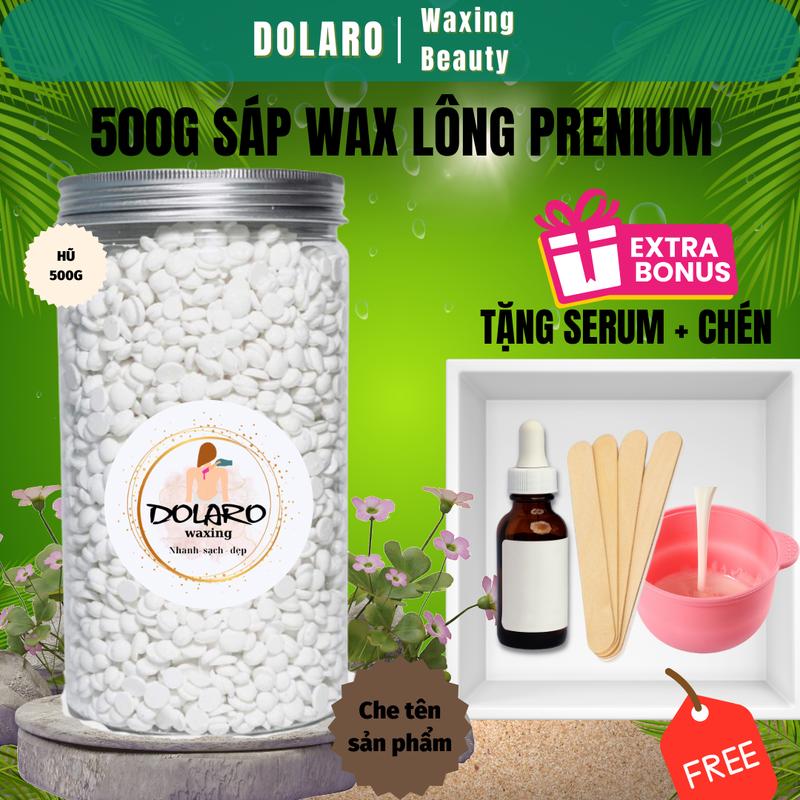 Tặng Chén + Serum Hũ 500g Sáp WAx Lông CAo CẤp DOLAROBEAUTY Tiện Lợi tặng kèm chén silicon serum que phết Women Nữ