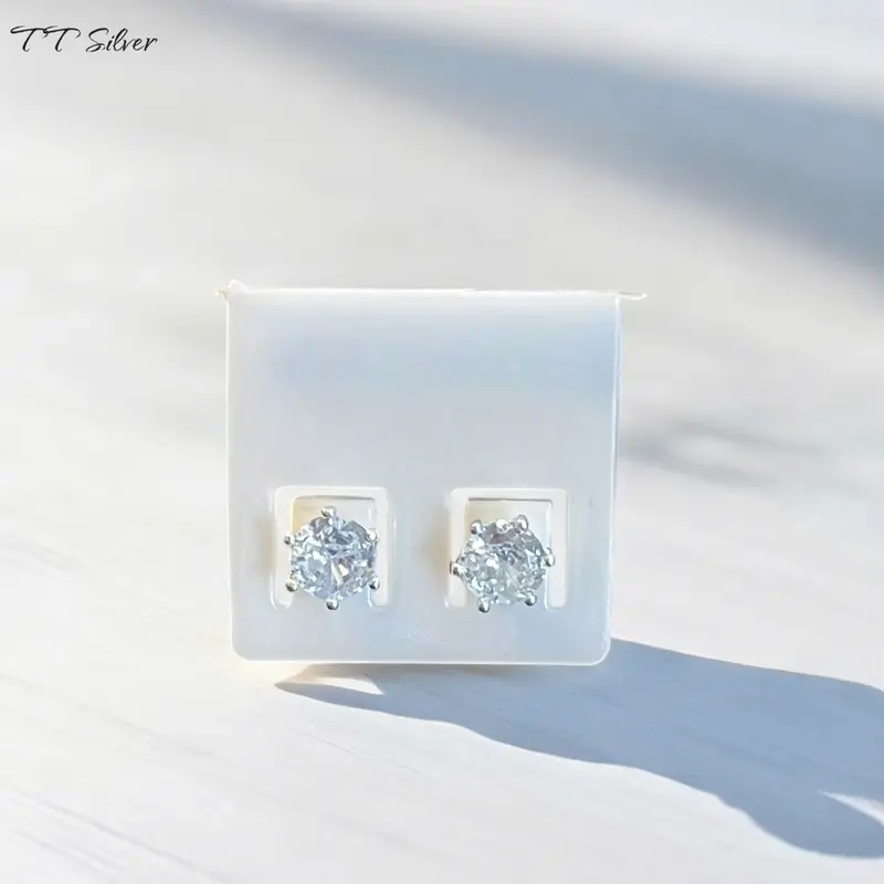 Bông tai bạc dáng nụ s925 bền màu đá 5li sáng sang trọng cho nam và nữ. Nụ 1 2
