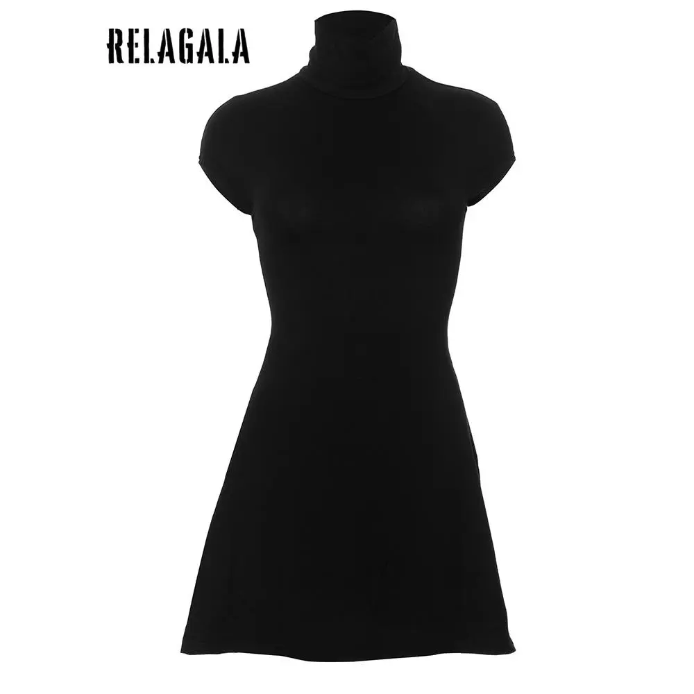 RelaGala Women's 2024 Half Turtleneck Stretch High Waist Bottom Hip Package Dress Casual Womenswear Lingerie Summer