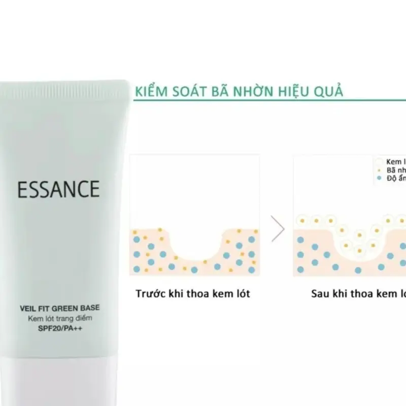 (Chính hãng) Kem Lót Trang Điểm Dạng Sữa Hiệu Chỉnh Tông Da Essance Veil Fit Green Base 30ML .Date 2026 Cosmetic Mỹ Phẩm 4