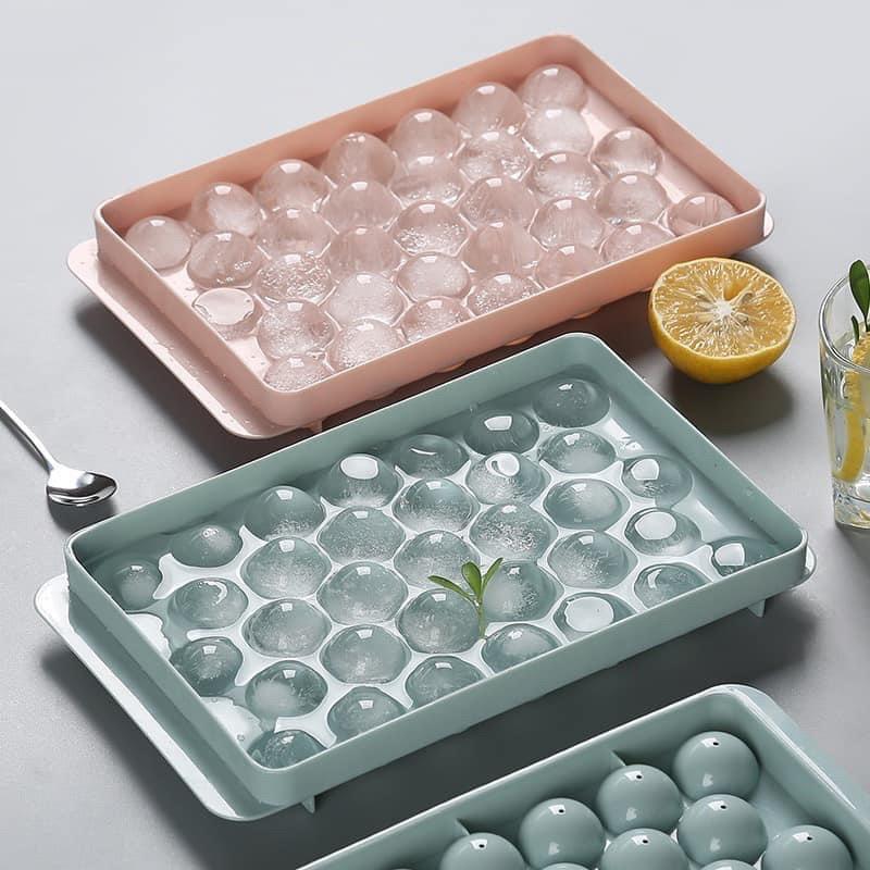 Product Introduction of khay đá viên tròn 33 viên.Khuôn thạch bi nhựa tròn làm hoa quả trái cây/m 28