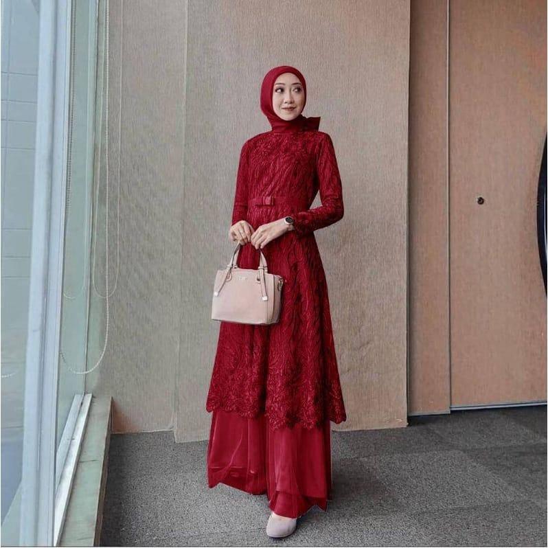 Product Introduction of MAXI ALMIRA / 4 UKURAN / M / L / XL / XXL / GAMIS KONDANGAN / GAMIS TILE MUTIARA / FASHION GAMIS WANITA Panjang Dalaman Muslim Pita Dress Pesta Kombinasi Remaja 9