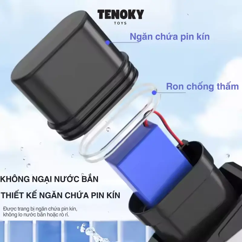 Đồ Chơi Máy Phun Nước Đồ Chơi Không Dây Dùng Pin Tenoky MK401 Có Khả Năng Hút Nước Bằng Điện, Chống Nước, Phun Xa, An Toàn 4