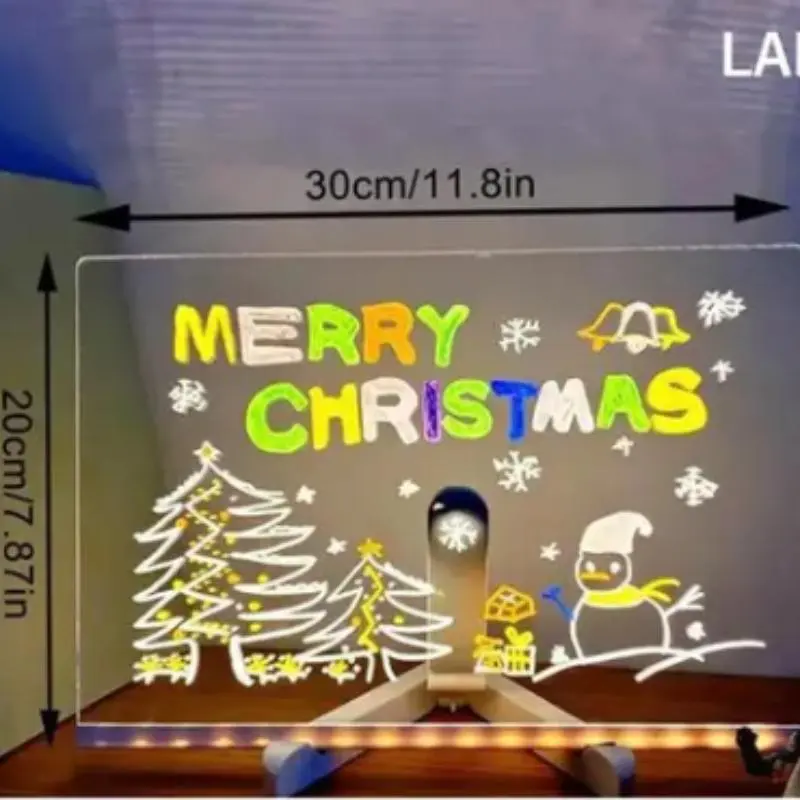 Acrylic Message Board Light with 7 Colors Pen, Erasable Drawing Board Light, LED Message Board, Suitable for Home, Office, School, Return to School Gifts 1