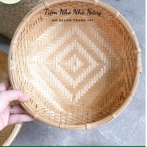 Thúng tre mini trang trí decor, rổ tre hun khói đựng đồ ăn, chụp ảnh size 20cm, 25cm, 30cm Giỏ 0