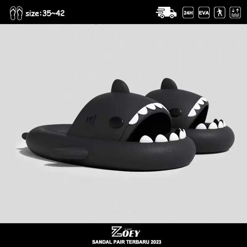 Sandal hiu pria dewasa 2024 paling awet Sendal slop pria karet terbaru murah Sendal selop wanita empuk kece slip on Rumah EVA indoor outdoor 7