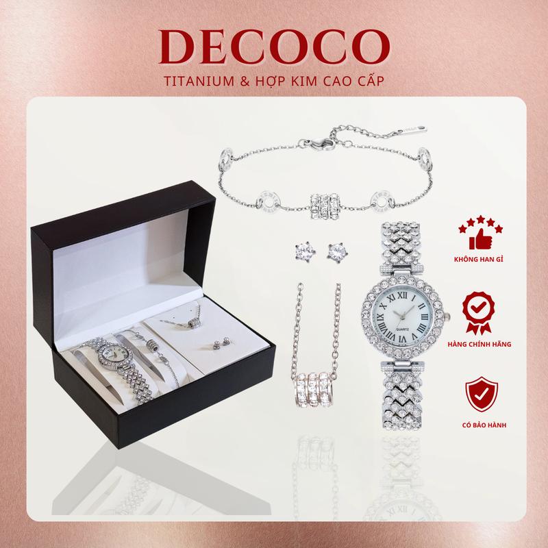 ( Độc Quyền Livestream ) [LIMITED EDITION] Bộ phụ kiện trang sức nữ đồng hồ dây chuyền, vòng tay, khuyên tai NÀNG TIÊN CÁ DECOCO