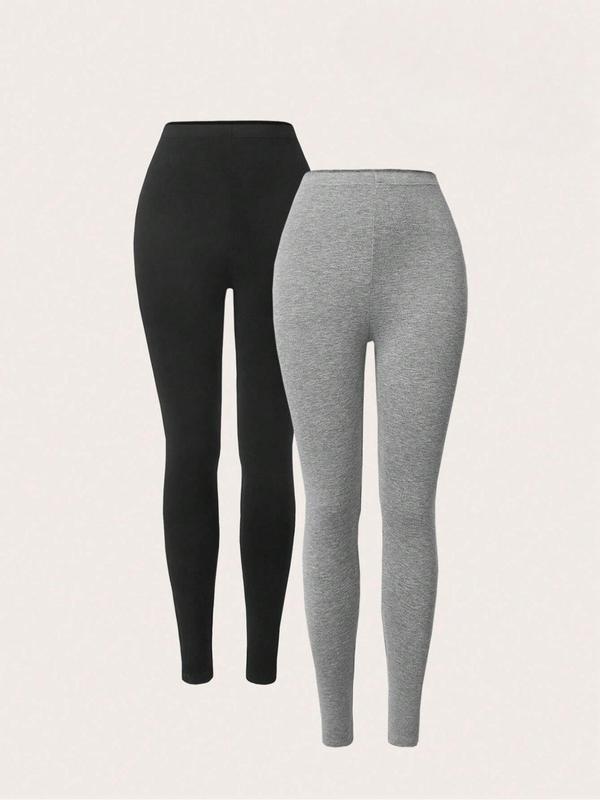 Women's Solid High Waist Skinny Pants, Casual Comfy Leggings for Daily Wear, Ladies Bottoms for Summer 0