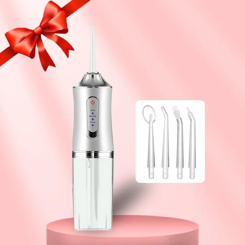 Teeth Cleaning Electric Water Flosser, Portable Rechargeable Oral Irrigator with 4pcs Multifunctional Nozzle for Home & Travel, Personal Oral Care Appliance, Valentine's Day Gift 6