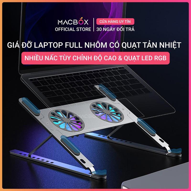 Giá Đỡ Laptop, Macbook, IPAD - Đế Tản Nhiệt Kê Laptop Quạt Led RGB 8 Mức Chỉnh Độ Cao, Đế Kê Laptop Nhôm P11F
