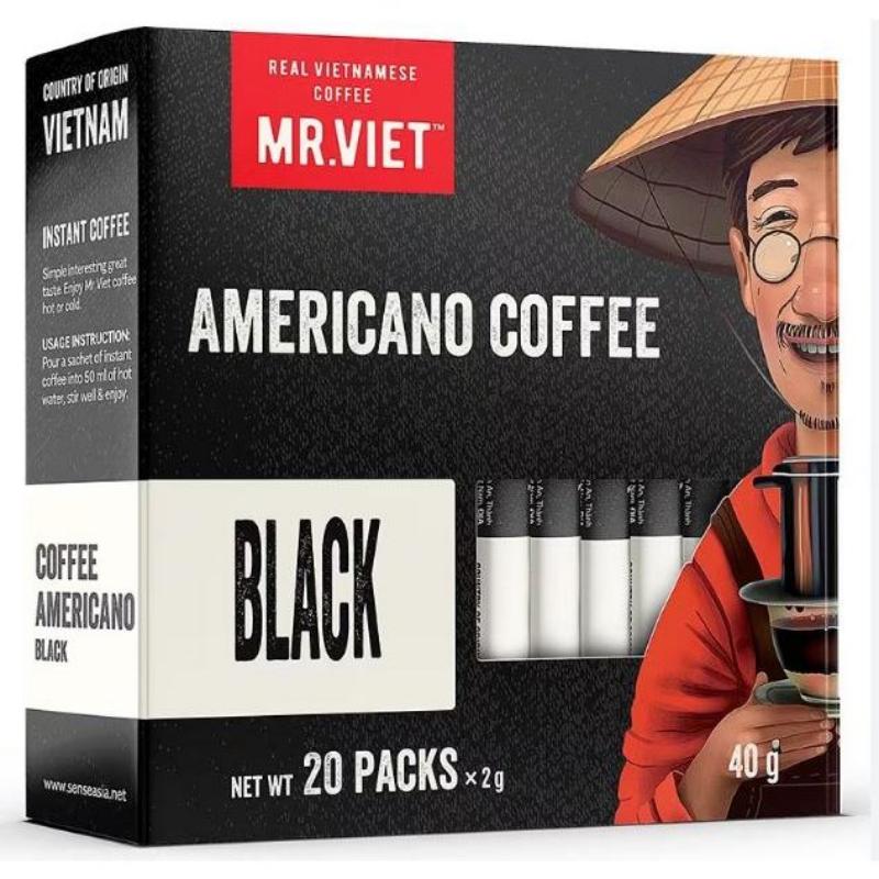 [New-AF1007] Cà phê Đen Hòa Tan Mr Việt 40g - Mr Viet Americano Coffee - (20 gói x 2gr )