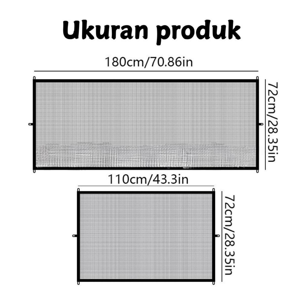 Jaring Penghalang Kucing & Anjing 180CM, Sistem Tarik Ulur, Pagar Hewan Portable Magic Gate, Isolasi Jaring Tembus Pandang, Perlindungan di Pintu, Jendela, dan Balkon, Mudah Dipasang