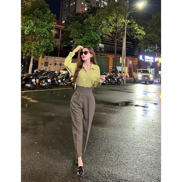  Mã 109 Quần baggy nữ lưng cao cạp V chất vải ruby hàn 