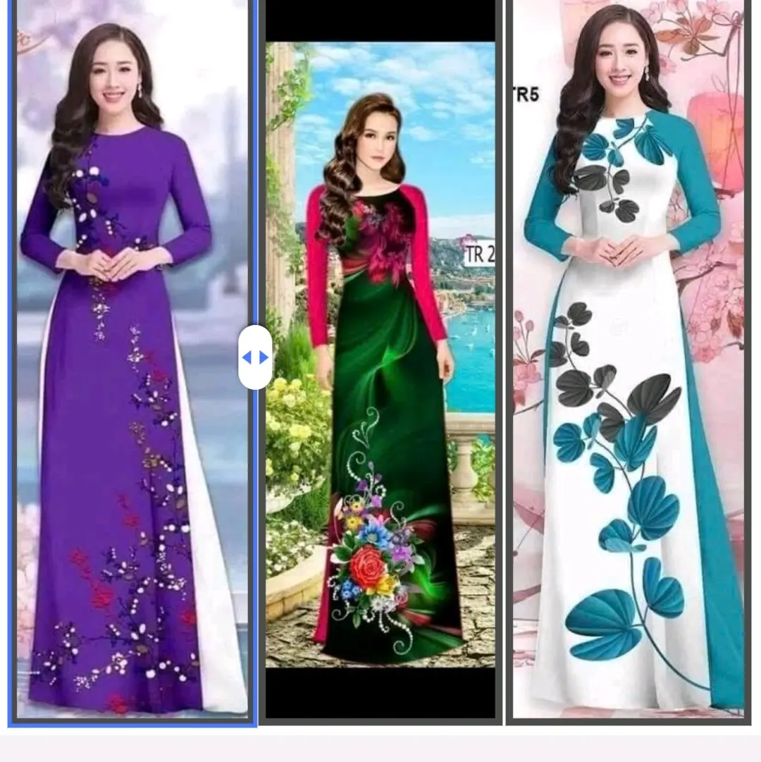 áo dài lụa in 3d y hình- áo dài hạnh