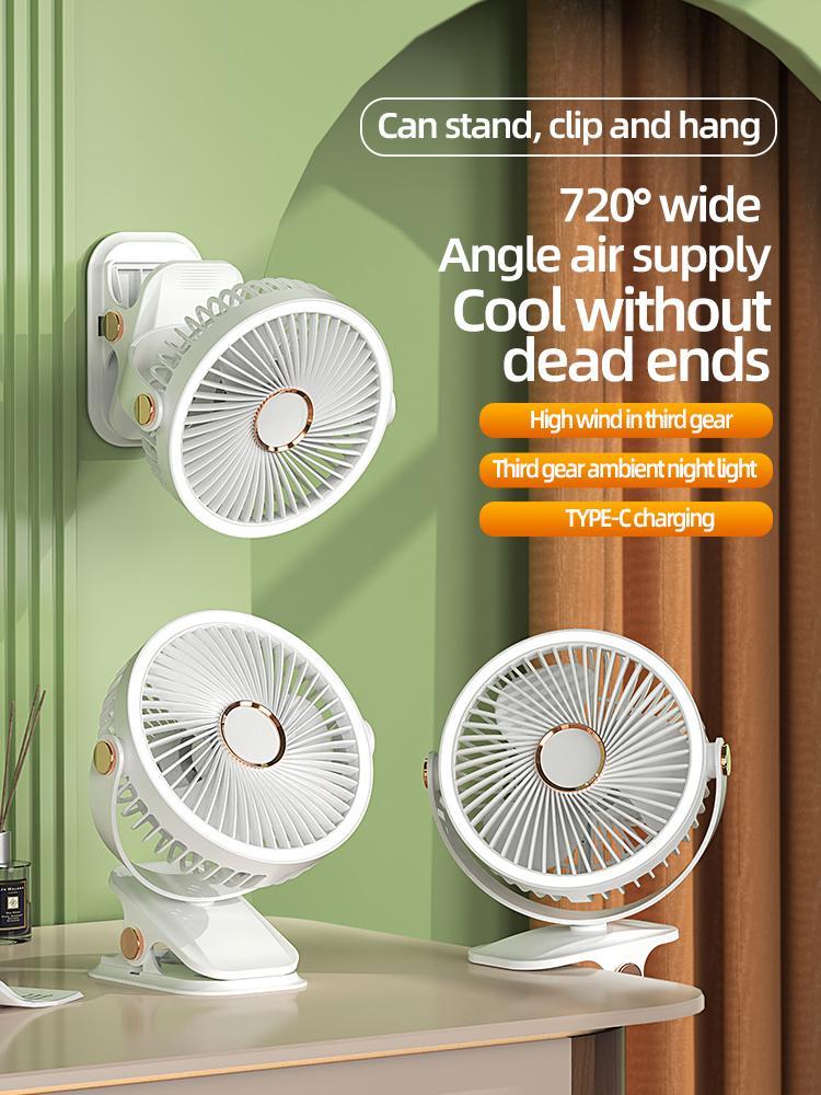 Product Introduction of 【LIVE】[ORANTOL] kipas Klip-on Kecil, Student Dormitory Bed, Night Light, Clip Fan, Office Desktop, USB Charging, Hand kipas  labubu kipas  angin 1