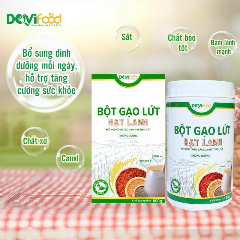 Bột gạo lứt DOVIFOOD không đường 800g (tặng kèm thực đơn phù hợp thể trạng 1