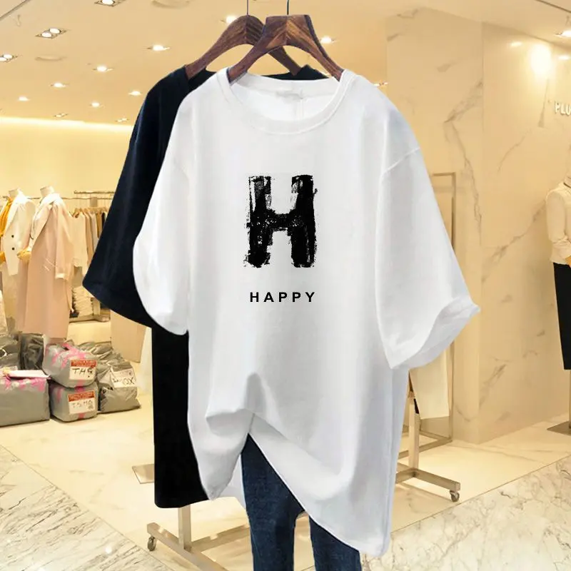 Áo Thun Xanh Klein, Dành Cho Nữ, ngắn Tay, Dài Trung Bình, Cotton Nguyên Chất, Dáng Rộng Vừa Vặn, Ngoại Cỡ, Phong Cách Châu Âu, Áo Thương Hiệu Hợp Xu Hướng Mùa Hè 2023 Hàng Mới Về 4