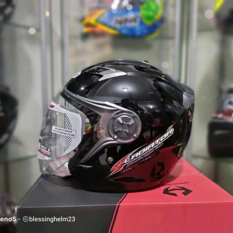 NHK GLADIATOR SOLUD VARIASI WARNA HELM OPEN FACE DOBLE VISOR 5