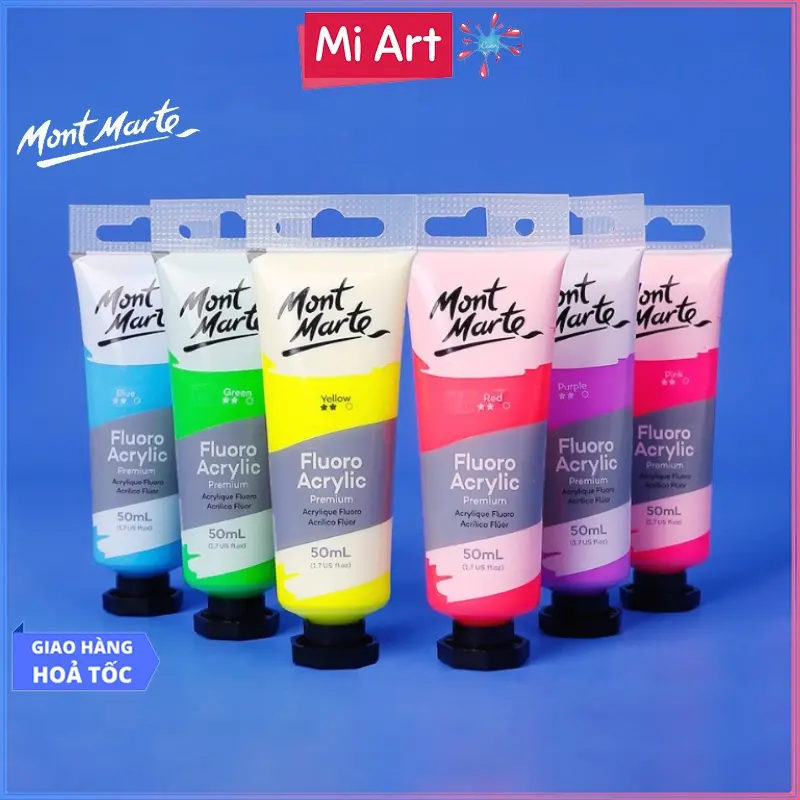 [Tuýp lẻ] Màu Acrylic Phản Quang - Fluoro Acrylic Mont Marte 50ml